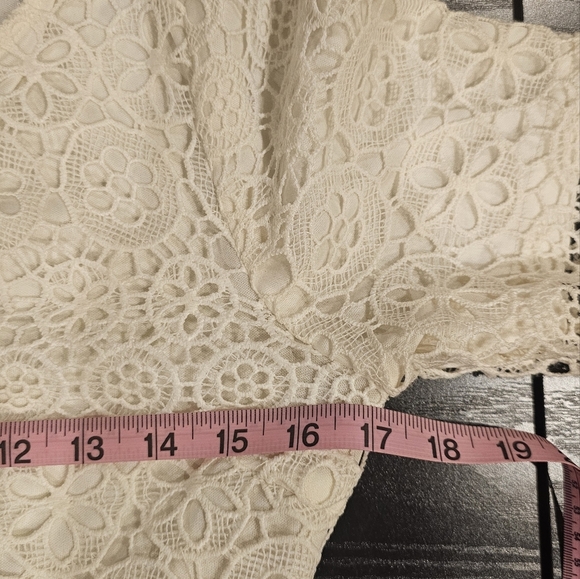 POLAGRAM CROCHET FLORAL LACE CREAM MIDI DRESS, SZ SMALL - Picture 14 of 16